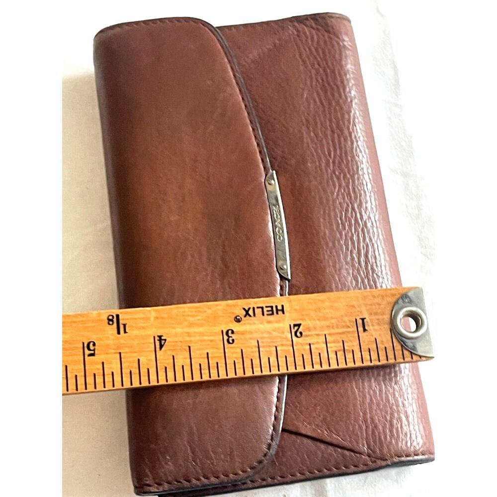Vintage Coach Long Trifold Leather British Tan Envelope Wallet w/Zip Coin Pocket - Picture 9 of 9
